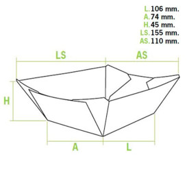 Pappe Pommesschale 350ml 15,6x13,2x3,6cm (50 Einheiten)