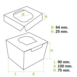 Cupcake Box für 1-Cupcake 11x10x7,5cm weiß (20 Einh.)