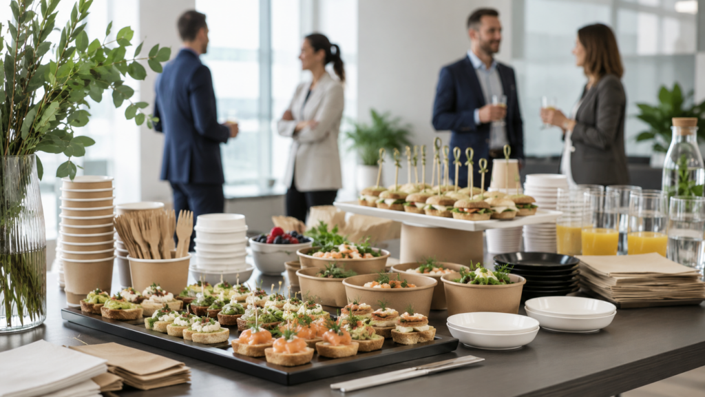 Firmencatering mit Geschirr für Meetings und Firmenveranstaltungen