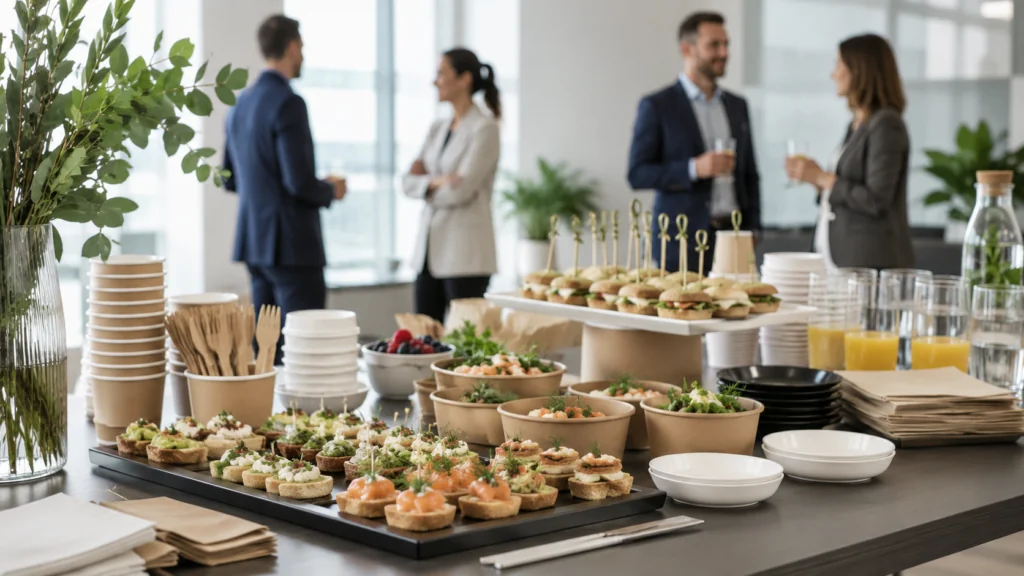 Firmencatering mit Geschirr für Meetings und Firmenveranstaltungen