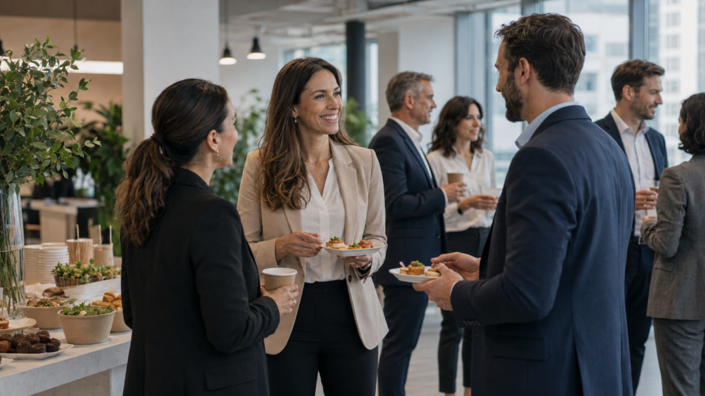 Catering pro firmy na networkingové akci s drobným občerstvením